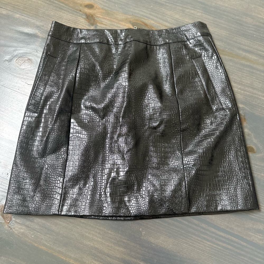Altar’d State Faux animal skin black leather skirt size M